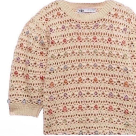 Zara Beige Beaded Sweater(Size Small) - Picture 5 of 8